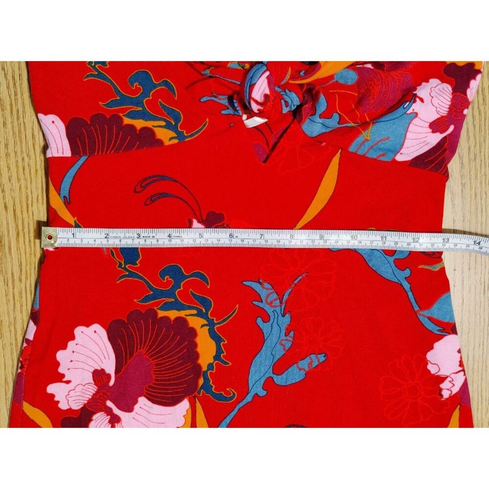 Free People Sweet Cherry Front Tie Mini Dress Bodycon Cutout Floral Red Womens S - Picture 10 of 11